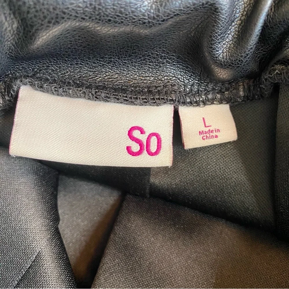 SO Black Faux Leather Pleated Skirt